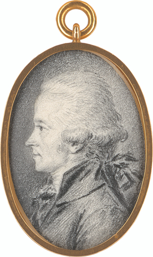 Lot 6047, Auction  120, Französisch, um 1790/1792. Kleines Miniatur Portrait eines jungen Mannes im Profil nach links