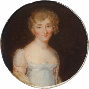 Lot 6056, Auction  120, Gérard, Marguerite - zugeschrieben, Miniatur Portrait einer blonden jungen Frau in weißem Kleid mit Schal