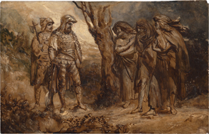 Lot 6067, Auction  120, Deutsch, Anfang 19. Jh. Macbeth und Banquo treffen die drei Hexen