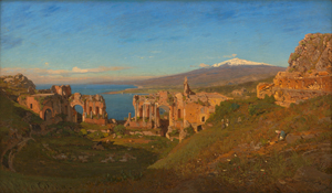 Lot 6136, Auction  120, Geleng, Otto, Das antike Theater von Taormina mit Blick auf den schneebedeckten Ätna