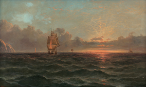 Lot 6152, Auction  120, Wilson, John James, Segelschiffe bei Sonnenuntergang