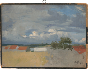Lot 6182, Auction  120, Seeger, Hermann, Wolkenhimmel über den Dächern eines Dorfes an der Ostsee