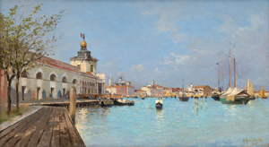 Lot 6210, Auction  120, Senet y Pérez, Rafael, Blick über den Canale della Giudecca auf die Punta del Dogana in Venedig