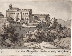 Lot 6254, Auction  120, Französisch, um 1810. Blick auf das Kloster Santissimo Rosario in Marino in den Albaner Bergen