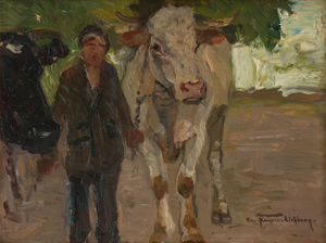 Lot 6258, Auction  120, Kayser-Eichberg, Karl, Junger Bauer mit zwei Kühen