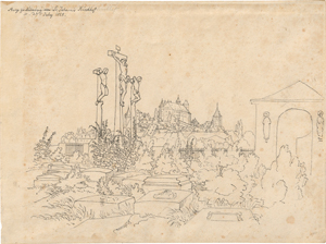 Lot 6391, Auction  120, Stölzel, Christian Ernst, "Blick auf die Burg von Nürnberg vom St. Johannis Friedhof aus gesehen"