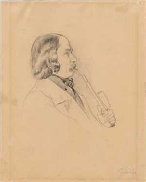 Lot 6395, Auction  120, Preller d. Ä., Friedrich, Bildnis Julius Thaeter im Profil nach rechts mit langer Tabakpfeife