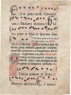 Lot 6636, Auction  120, Buchmalerei, Antiphonarblatt: „Educas panem de terra…“. 