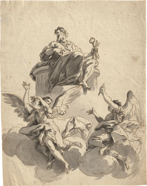 Lot 6669, Auction  120, Oberitalienisch, 18. Jh. . Petrus mit den Schlüsseln und zwei Engel