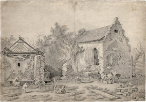 Lot 6699, Auction  120, Brand, Johann Christian, Spielende Kinder in den Ruinen eines verlassenen Bauernhofes