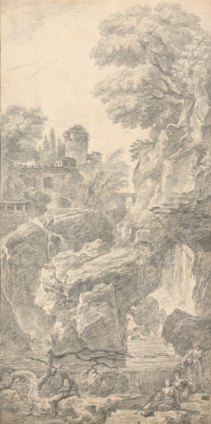 Lot 6712, Auction  120, Robert, Hubert, Landschaftscapriccio mit einem Wasserfall