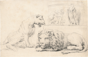 Lot 6719, Auction  120, Sabatelli, Luigi, Löwenpaar am Fuß eines antiken Monuments