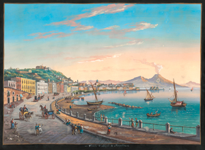 Lot 6754, Auction  120, Neapolitanisch, um 1860. "Veduta di Napoli da Mergellinas": Der Golf von Neapel.