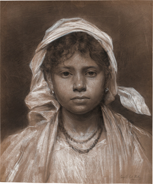 Lot 6756, Auction  120, Müller, Leopold Carl, Bildnis einer jungen Orientalin mit weißem Tuch