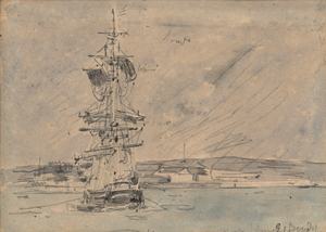 Lot 6819, Auction  120, Boudin, Eugène, Segelschiff vor Küste