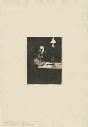 Lot 7053, Auction  120, Kollwitz, Käthe, Selbstbildnis am Tisch