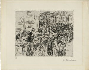 Lot 7067, Auction  120, Liebermann, Max, Aus dem Judenviertel in Amsterdam: Der Fischmarkt an der Straßenecke (groß)