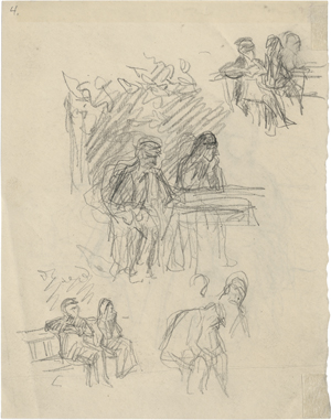 Lot 8063, Auction  120, Liebermann, Max, Entwurfsskizze zu Theodor Fontanes "Effi Briest"; Skizze zweier Frauen auf einem Sofa sitzend