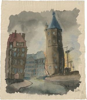 Lot 8084, Auction  120, Grossberg, Carl, Weimar, Straßenansicht mit Turm