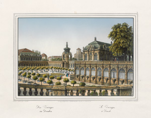 Lot 92, Auction  121, Dresden und Lütke, Ludwig Eduard, Konvolut von 9 kolorierte Lithografien zu Dresden und Umgebung