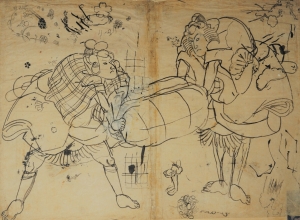 Los 733 - Ukiyo-e hanga no shitagaki und Kurth, Julius - 10 originale Entwürfe zu japanischen Ukiyo-e Holzschnitten  + Buch - 6 - thumb