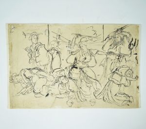 Los 733 - Ukiyo-e hanga no shitagaki und Kurth, Julius - 10 originale Entwürfe zu japanischen Ukiyo-e Holzschnitten  + Buch - 9 - thumb