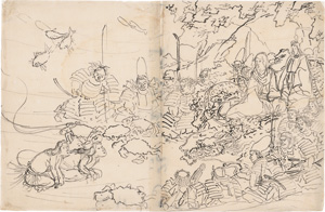 Ukiyo-e hanga no shitagaki und Kurth, Julius, 10 originale Entwürfe zu japanischen Ukiyo-e Holzschnitten  + Buch