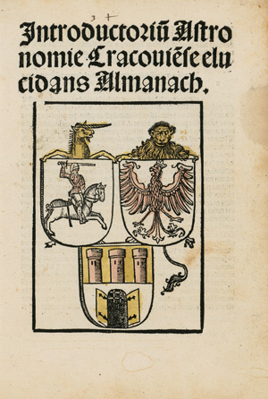 Lot 1043, Auction  121, Falkener, Michael, lntroductorium astronomie Cracoviense elucidans Almanach