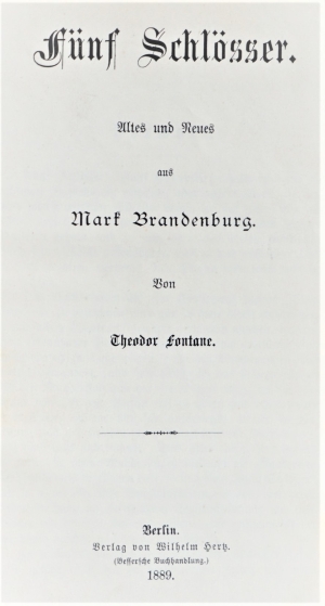 Lot 2052, Auction  121, Fontane, Theodor, Fünf Schlösser