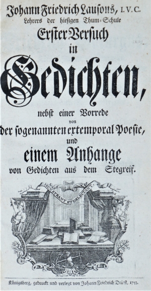 Lot 2108, Auction  121, Lauson, Johann Friedrich, Erster Versuch in Gedichten