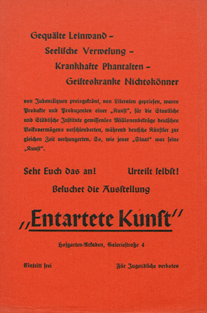 Lot 3140, Auction  121, Entartete Kunst, Ausstellungsführer 1937