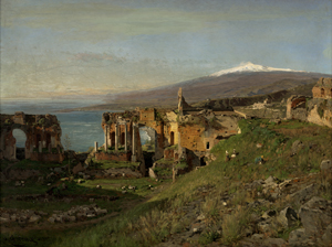 Lot 6064, Auction  121, Geleng, Otto, Das antike Theater von Taormina mit Blick auf den schneebedeckten Ätna