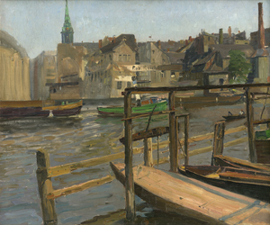 Lot 6200, Auction  121, Berliner Sezessionist, um 1900. Blick auf den alten Berliner Spreehafen