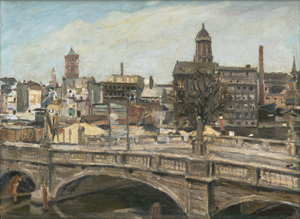 Lot 6201, Auction  121, Jackstädt, Erich, Blick auf die Inselbrücke mit dem Alten Stadthaus, dem Rathausturm und der Nikolaikirche in Berlin