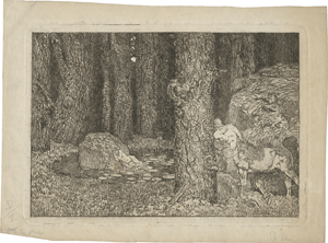 Lot 6344, Auction  121, Rothaug, Alexander, Kentaur im Wald mit Teichnymphe