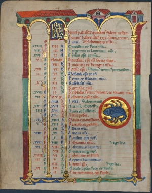 Los 1001 - May-Junius - Blatt aus einem spätmittelalterlichen Kalendarium einer großen Stundenbuchhandschrift. Lateinische Schrift in Rot, Blau und Grün auf Pergament - 3 - thumb