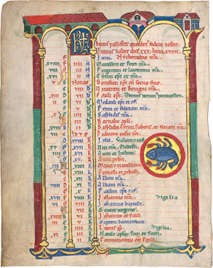 Los 1001 - May-Junius - Blatt aus einem spätmittelalterlichen Kalendarium einer großen Stundenbuchhandschrift. Lateinische Schrift in Rot, Blau und Grün auf Pergament - 1 - thumb