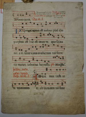Los 1006 - Antiphonale-Blatt - Einzelblatt einer Handschrift mit Text, Noten und Illumination sowie einer Miniatur - 1 - thumb