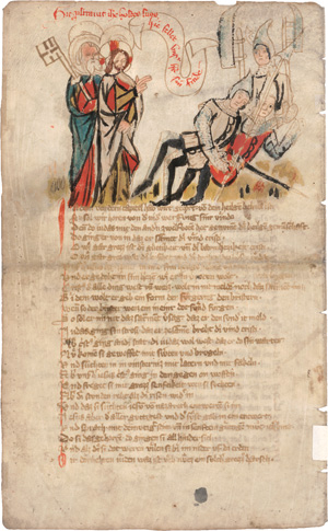 Los 1007 - Melchisedek - Fragment einer illuminierten spätmittelalterlichen Handschrift auf Pergament.  - 1 - thumb