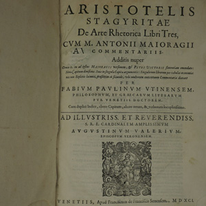 Lot 1215, Auction  122, Aristoteles, De Arte Rhetorica Libri Tres, cum M. Antonii Maioragii commentariis