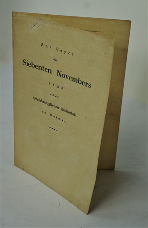 Los 2037 - Müller, Friedrich von - Zur Feyer des Siebenten Novembers 1825 auf der Grossherzoglichen Bibliothek zu Weimar - 0 - thumb