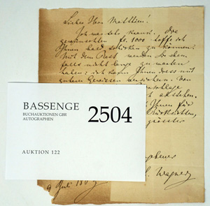 Los 2504 - Wagner, Richard - Brief 1868 - 0 - thumb