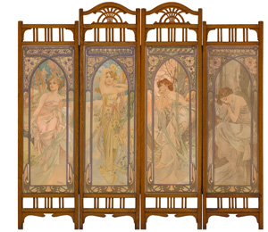 Lot 2616, Auction  122, Mucha, Alphonse, Les heures du jour (Die Vier Tageszeiten). In Stellschirm montiert