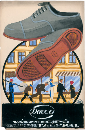 Lot 2752, Auction  122, Amberg, József und Schuhe, "Docco" Lederschuhe. 2 Original-Plakatentwürfe