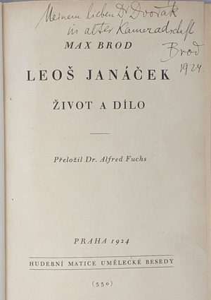 Lot 3044, Auction  122, Brod, Max, Leos Janacek (Widmungsexemplar)