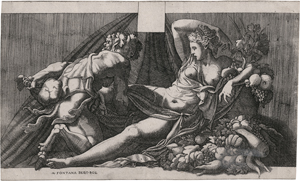 Lot 5106, Auction  122, Ghisi, Giorgio, Allegorie auf die Fruchtbarkeit der Erde (Jupiter und Antiope)