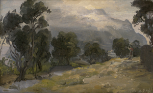 Lot 6144, Auction  122, Hertel, Albert, Blick auf den wolkenverhangenen Monte Solaro auf Capri