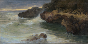 Lot 6167, Auction  122, Spaun, Paul von, Die Küste von Capri bei Dämmerung, auf den Felsen eine Nixe