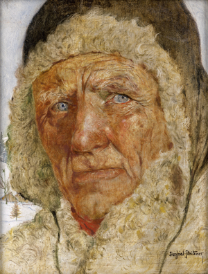 Los 6190 - Stoitzner, Siegfried - Bildnis eines Bauern mit Lammfellmütze vor Winterlandschaft - 0 - thumb