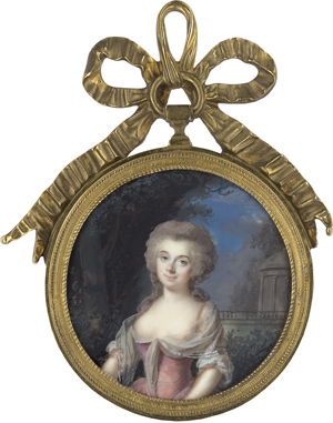 Los 6506 - Périn-Salbreux, Louis-Lié - Miniatur Portrait einer jungen Frau vor Parkhintergrund mit Tempel - 0 - thumb
